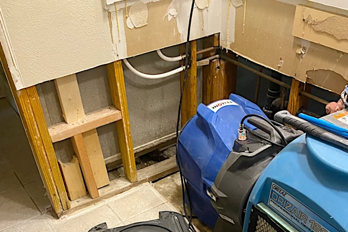 Water Damage Restoration in Process. Residential House in Mandeville.