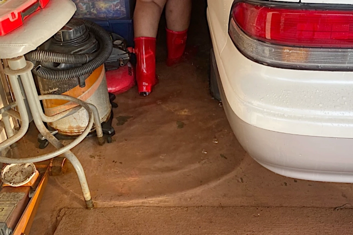Water Damage Restoration in New Orleans. Flood Damage of Garage.