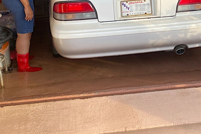Water Damage Restoration in New Orleans. Flood Damage of Garage.