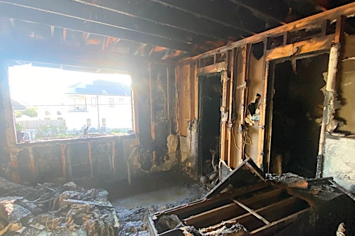 Smoke and Fire Damaged Apartment in Metairie. Smoke Damage Cleanup in Process.