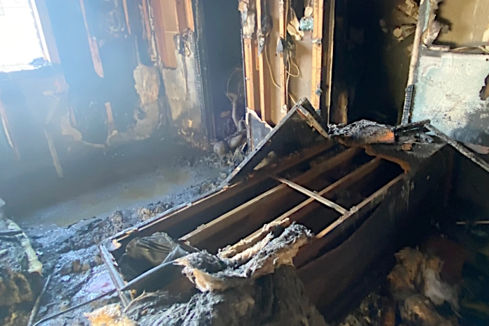 Smoke and Fire Damaged Apartment in Metairie. Smoke Damage Cleanup in Process.