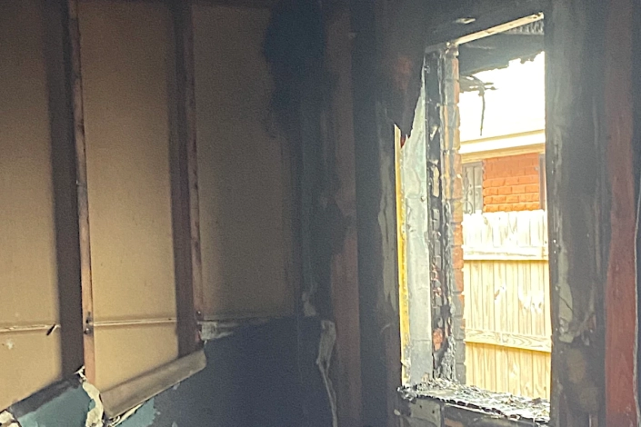 Smoke and Fire Damaged Apartment in Metairie. Smoke Damage Cleanup in Process.